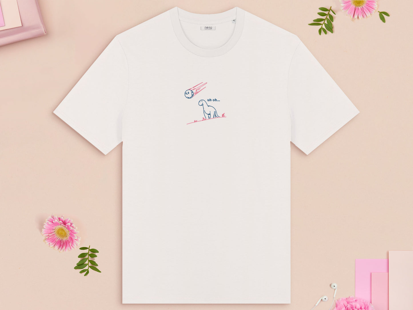 Uh Oh Dinosaur Meteor Embroidered Top