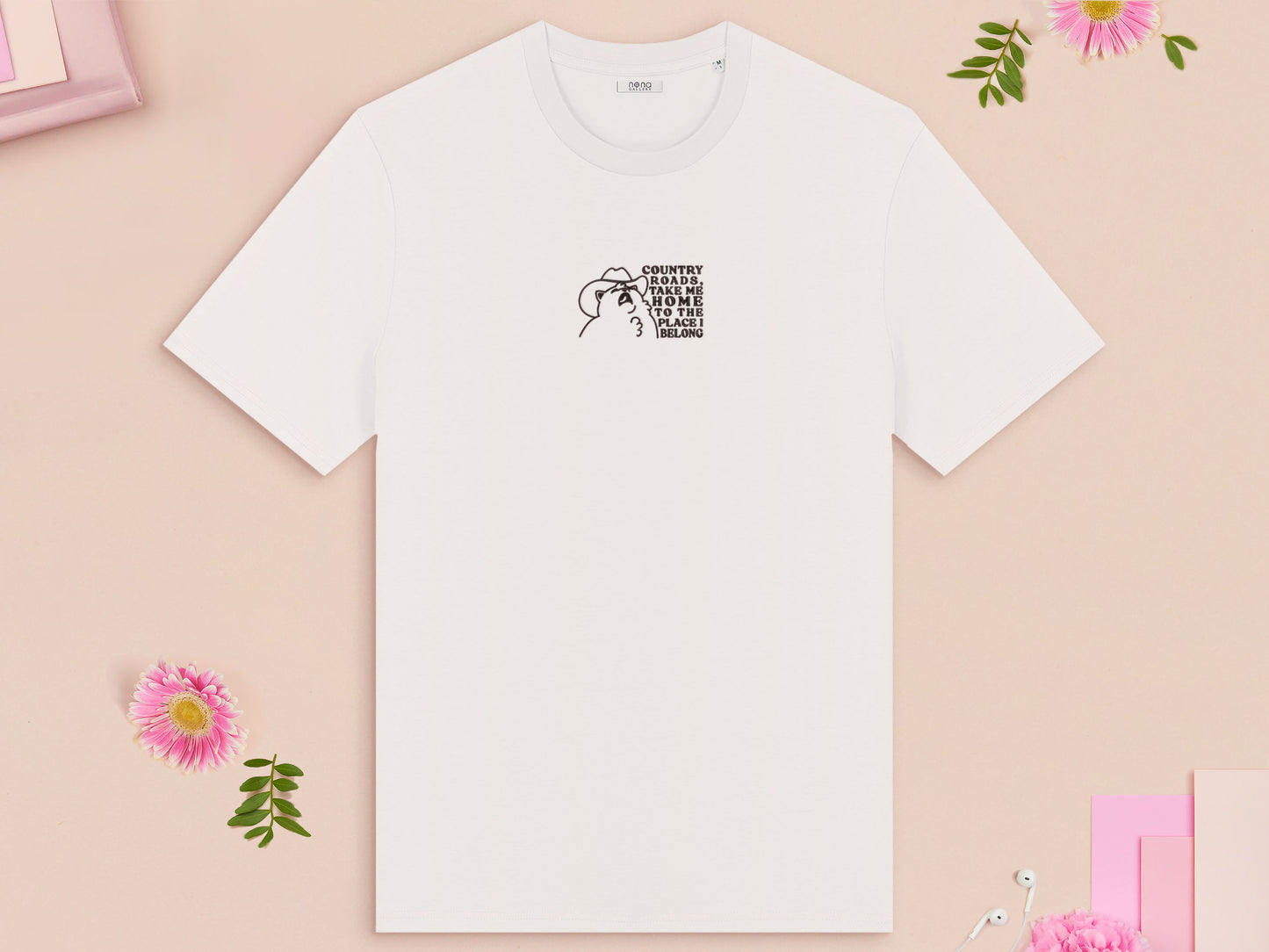 Country Roads Cowboy Cat Embroidered Top