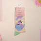 Cute knitted cotton crew socks with a cute pigoens in top hats and bow ties design.