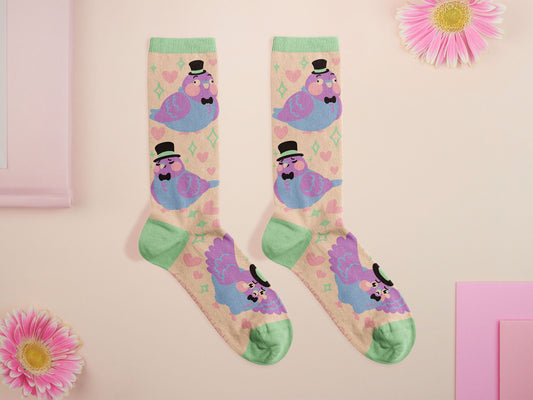 Fancy Pigeon Cotton Crew Socks
