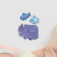 Multiple cute funny fish and treasure chest stickers and anime underwater ocean sea stickers
