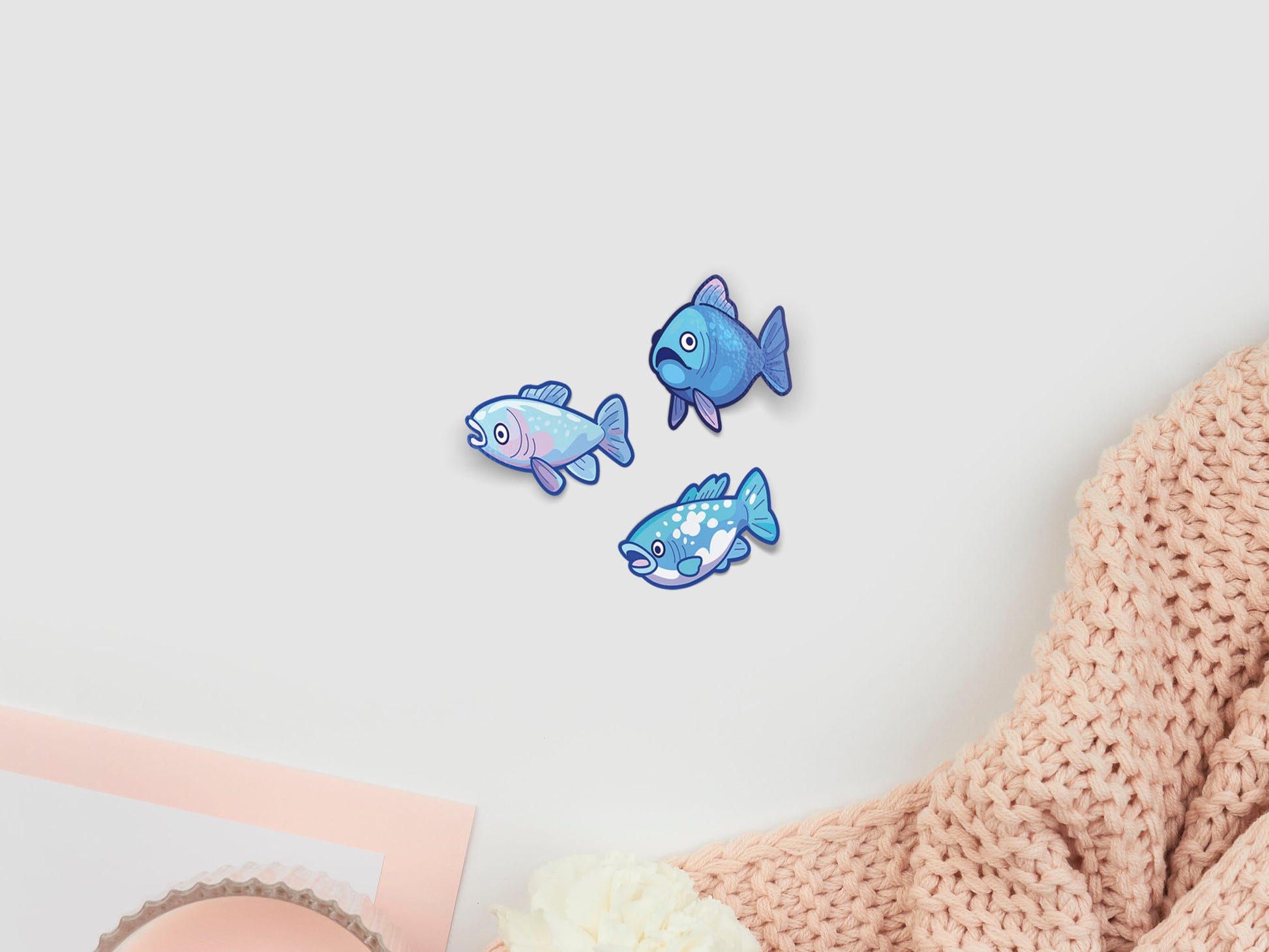 Multiple cute funny fish stickers and anime underwater ocean sea stickers