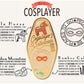 A illustrated diagram outline the symbolism of the different design elements of the for a Cosplayer Talisman pin. Information includes the meaning of the Dala Horse, Rainbow Moonstone and Bamboo Culms