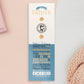 The back of the long white and blue backing card with gold accents. The backing card details the symbolism of the different design elements of the Father's Talisman pin. Also shown is the two gold locking pin backs attached to the card.