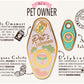 A illustrated diagram outline the symbolism of the different design elements of the for a Pet Owner's Talisman pin and charm. Information includes the meaning of the Petto Omamori, Mangano Calcite and Delphiniums