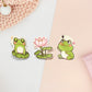 A pastel coloured gloss vinyl stickers of multiple cute frogs and lily pad