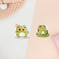 A pastel coloured gloss vinyl stickers of multiple cute frogs and lily pad