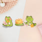 A pastel coloured gloss vinyl stickers of multiple cute frogs and lily pad