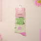 Cute knitted pastel cotton crew socks with different cute frogs pattern design