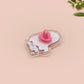Acrylic transparent pin brooch badge of a cartoon chibi stressed ghost with the words Dead INside underneath.