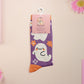 Cute knitted cotton crew socks with an autumn-themed ghost design.