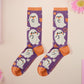 Cute knitted cotton crew socks with an autumn-themed ghost design.