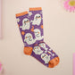 Cute knitted cotton crew socks with an autumn-themed ghost design.
