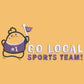 A vintage yellow baseball cap hat with an embroidered cute chicken bird wearing a #1 sports jersey and holding a flag with the quote Go Local Sports Team