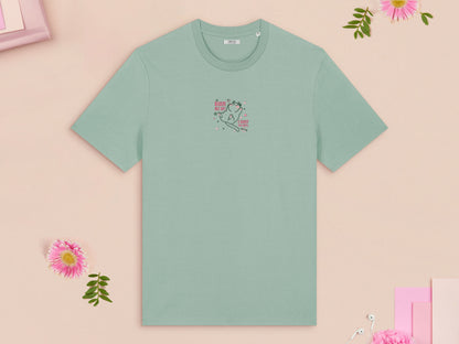 Beam Me Up! I Want To Leave Alien Cat Embroidered Top