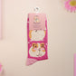 Cute knitted cotton crew socks with a baby guinea pig and hamster design.