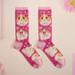Cute knitted cotton crew socks with a baby guinea pig and hamster design.