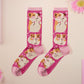 Cute knitted cotton crew socks with a baby guinea pig and hamster design.
