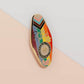 Gold Enamel Talisman Pin with progress pride flag design and the words Pride Talisman, Freedom Equality Visibility. The pins design includes a heart, flowers and crystals.