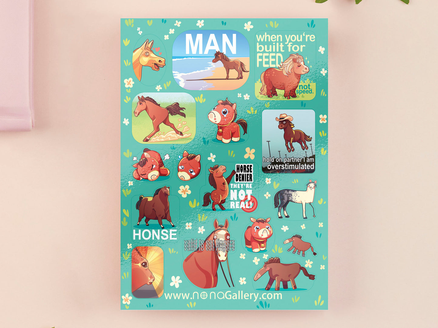 Large vinyl waterproof sticker sheets of multiple funny viral interent horse memes
