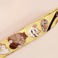 Cute full legth yellow lanyard with a double sided internet meme cat pattern and silver swivel hook clasp.
