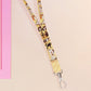 Cute full legth yellow lanyard with a double sided internet meme cat pattern and silver swivel hook clasp.