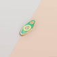 Mini Talisman charm with green, yellow and pink heart design, gold details and a small loop hole. 