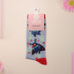 Cute knitted cotton crew socks with a cute chibi mothman fanclub design.