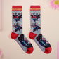 Cute knitted cotton crew socks with a cute chibi mothman fanclub design.