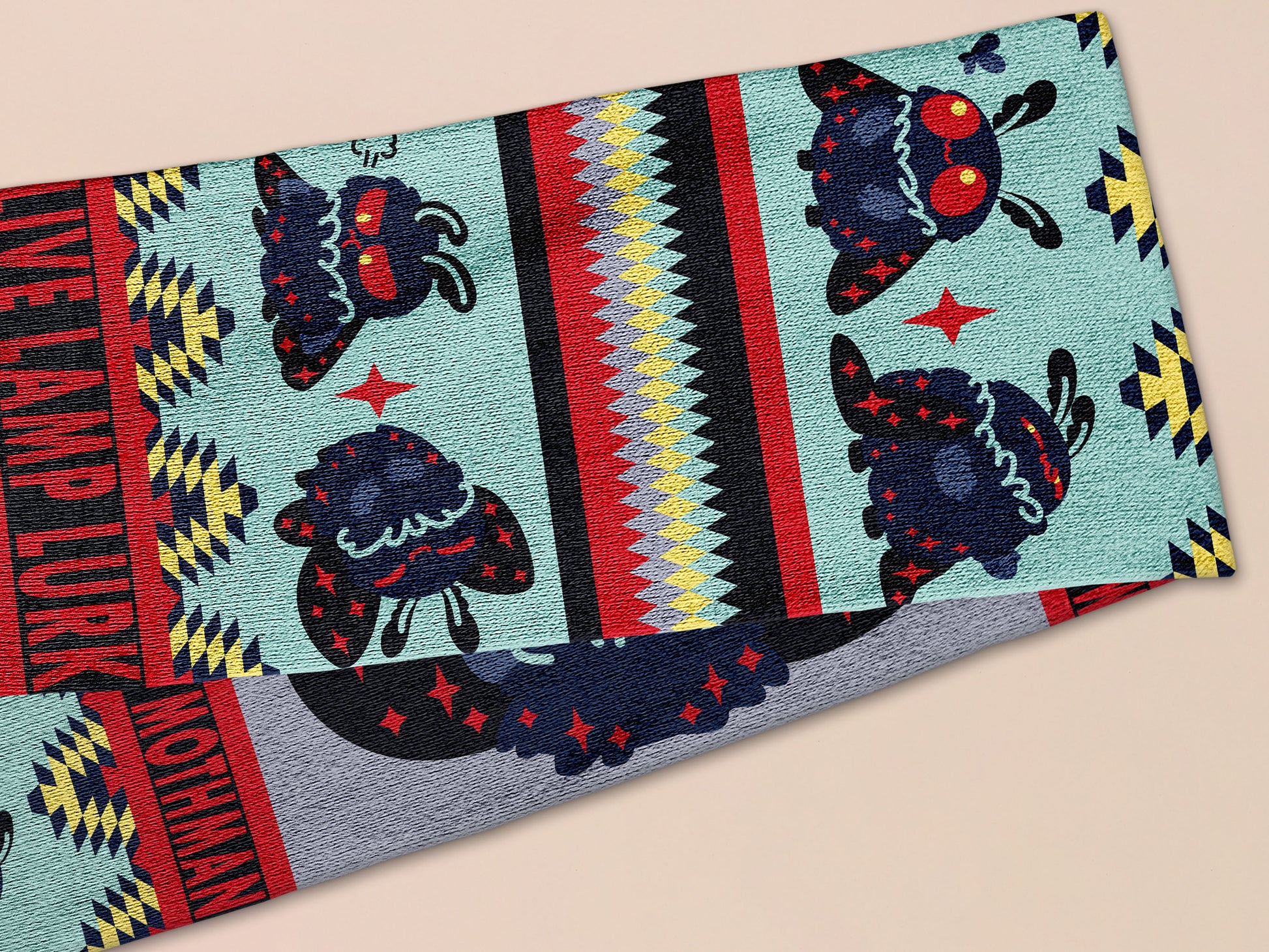 Cute knitted scraf a cryptid mothman pattern and tassles