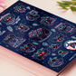 Cute large waterproof gloss vinyl sticker sheet of multiple chibi mothman cryptids
