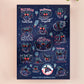 Cute large waterproof gloss vinyl sticker sheet of multiple chibi mothman cryptids