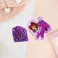 Two stickers of digitally illustrated cartoons, is the quote reach for the stars, surrounded by stars. The other is the Russian jack Russel space dog Laika in a purple space suit 