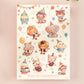 Large sticker sheet of digital illustrated cartoon cute animals wearing party hats and circus clothing in various poses and expressions. The animals include frogs, monkeys, cats, lions, elephants, chickens, birds, ducks, and bunny rabbits.