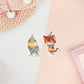 Large sticker sheet of digital illustrated cartoon cute animals wearing party hats and circus clothing in various poses and expressions. The animals include frogs, monkeys, cats, lions, elephants, chickens, birds, ducks, and bunny rabbits.