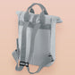 Light Grey roll top twin handle backpack with an embroidered design of the viral meme cat popcat