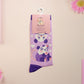 Cute knitted cotton crew socks with a cute purple possum pattern design.