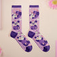 Cute knitted cotton crew socks with a cute purple possum pattern design.