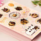 Large sticker sheet of digital illustrated cartoon bees in various poses and expressions 