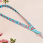 Cute full legth blue lanyard with a double sided prawn shrimp pattern and silver swivel hook clasp.