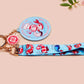 Acrylic epoxy shrimp keychain with a large acrylic charm of a a chef shrimp frying rice in a pan with the quote so you're telling me a shrimp fried this rice, a smaller charm of a cute baby shrimp and a matching blue shrimp lanyard.
