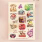 Large vinyl waterproof sticker sheets of multiple funny tabletop boardgame, trading cards and dnd rpg jokes and designs
