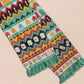 Cute knitted scarf with cute coloured Tabletop boardgame pieces such as meeple mahjong chess monopoly dice ludo and dominos