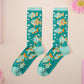 Cute knitted cotton crew socks with an underwater fish design.