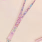 Cute full legth pink lanyard with a double sided funny worm on a string pattern and silver swivel hook clasp.