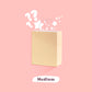 A pastel yellow paper mystery bag open with cartoon stars falling out of it, surrounded by the word Medium